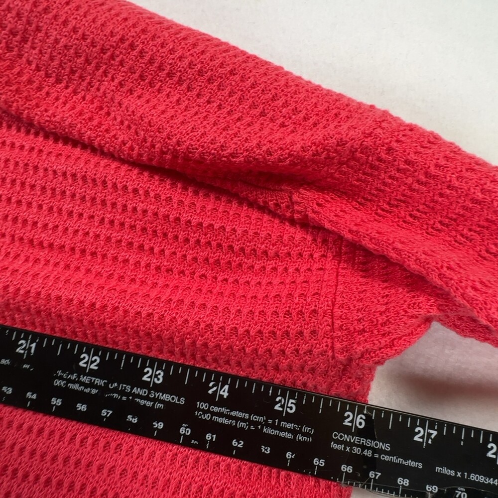 Eileen Fisher Waffle Knit Crewneck Sweater Hi-Low Hem Red Women's Size Large - Picture 15 of 16